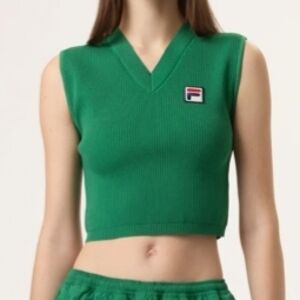Stylish Green V-Neck Crop Top